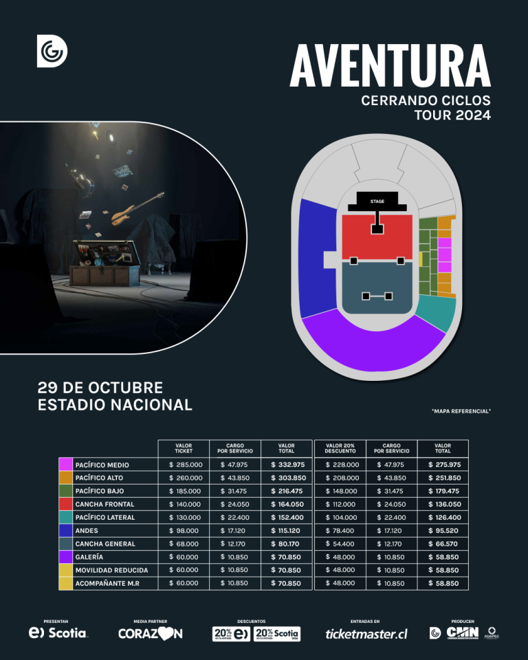 Aventura en Chile 2024 ¿Cuándo parte la venta de entradas de Cerrando